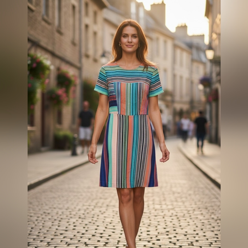 Diane Von Furstenberg Multicolor Striped Mini Dress